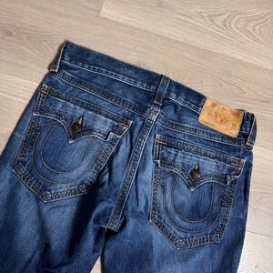 Y2K True Religion Ricky Straight Leg Jeans Mens Blue Denim Size 34 Made in USA